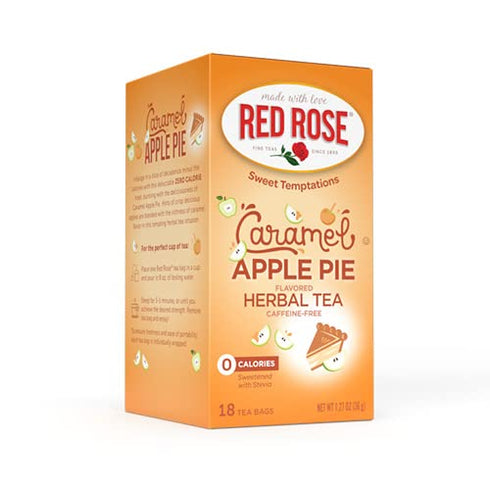Red Rose Sweet Temptations Dessert Tea - Caramel Apple Pie, Zero Carbs, Caffeine-Free, 18 Count