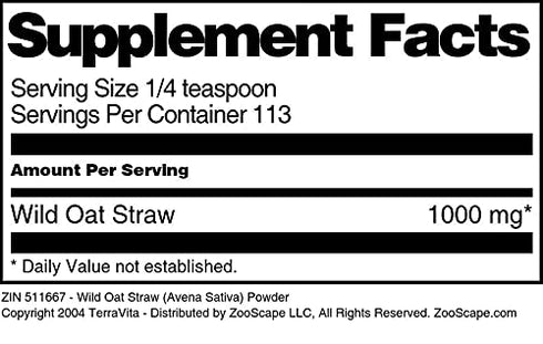 Terravita (4 oz, 511667) 3 Pack Wild Oat Straw (Avena Sativa) Powder ZIN:
