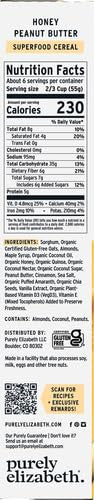 (1 11oz), 6g (Pack 2) Purely Elizabeth, Honey Peanut Butter, Superfood Cereal with Vitamin D Box, Fiber