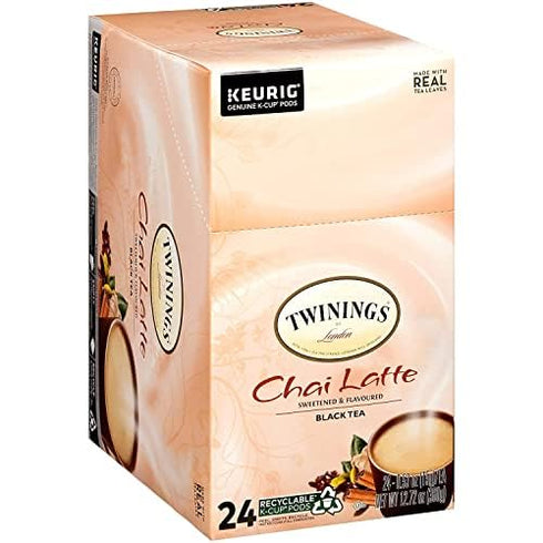 24 Count (Pack 1) Twinings Chai Latte Black Tea K-Cup Pods for Keurig, Creamy, Slightly Sweet Tea, Caffeinated