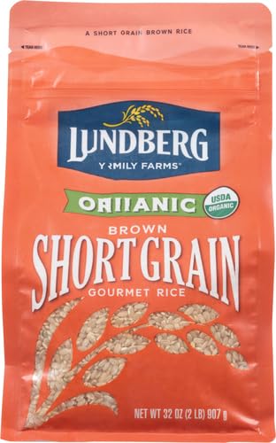 100% (32 oz, 2-Pack) Lundberg Family Farms - Organic Brown Short Grain Rice, Subtle Nutty Aroma, Clings When Cooked