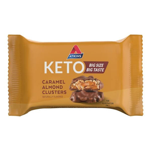 1g 2g 20 Count Atkins Caramel Almond Clusters, Gluten Free, High in Fiber, Sugar, Net Carb, Keto Friendly