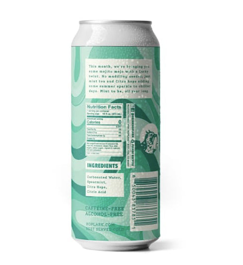 16fl oz (Pack 12) HOPLARK Sparkling HopTea THE MOJITO ONE, Tall Cans of Unsweetened Antioxidants Polyphenols Zero
