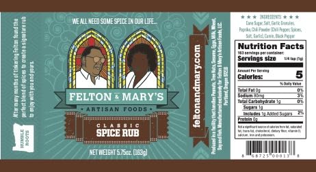 Felton & Mary's Classic Spice Rub - 5.75 oz - Amazing seasoning for chicken, pork, beef, fish, egg and vegetables. Great for Grilling