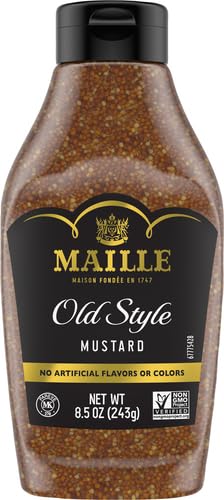 8.5 oz Maille Mustard for Marinades, Mustard Sauce and Tasty Recipes Old Style Squeeze Gluten Free and Kosher Mustard