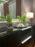 Generic Elegant Three-Tier Lucky Bamboo Arrangement in Glass with Green Marbles