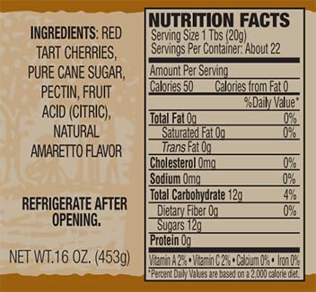 16oz (Pack 6) Dillman Farm Cherry Amaretto Preserves - Gluten-Free, Non-GMO, Corn Syrup Free, Preservative Free - Made