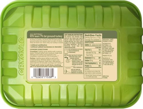 93%/7% 1 lb Farm to Family by Butterball, Fresh Lean Ground Turkey, No Antibiotics Ever