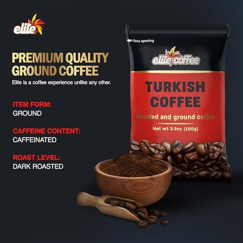 3.5000-ounces (Pack 10) Elite Turkish Ground Roasted Coffee Bag