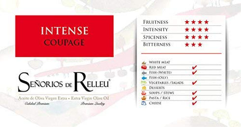 500ml (16.91oz) Seorios de Relleu. Intense Coupage Extra Virgin Olive Oil.