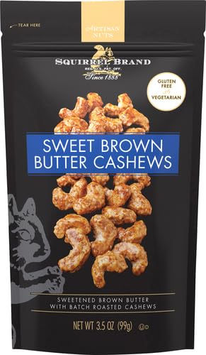 Cashews,3.5 Free,Vegetarian,(Pack 4) Squirrel Brand Sweet Brown Butter Ounces Resealable Bag,Gluten