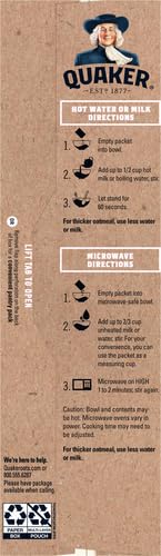 7.9 Oz (Packaging Quaker Instant Oatmeal, Organic Regular, May Vary)