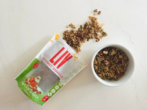 Liv Gourmet Granola 8oz (Pack 2) 1:1 Liv Gourmet Pecan Maple Granola - of | Healthy, Nutrient-Dense Snack, Breakfast
