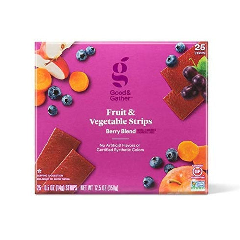 Good and Gathe Fruit and Vegetable Strips Berry Blend Leathers Healthy Snack Made with Real