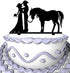Meijiafei Bride and Groom Cowboy and Cowgirl Wedding Cake Topper with Horse