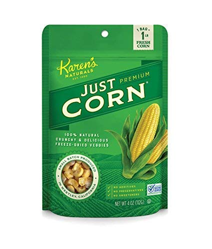Karens Naturals Freeze Dried Corn, 4 oz, No Sugar Added, Healthy Vegetable