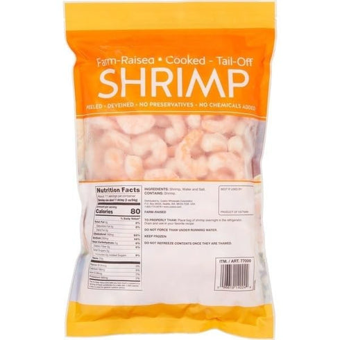 Generic 50/70 Count Frozen 32 oz Cooked Shrimp, Tail-Off, , Fully cooked, peeled, and deveined shrimp saves you prep