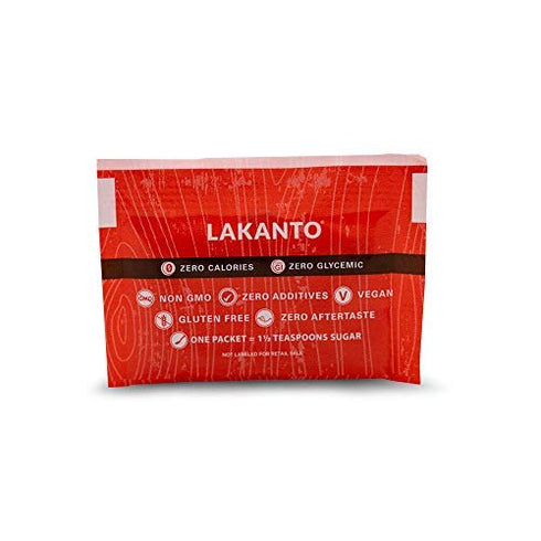 Packets (3g 100 Count) Lakanto Golden Monk Fruit Sweetener with Erythritol - Raw Cane Sugar Replacement, Zero Net