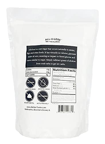 (5lb), BetterTaste Allulose Sweetener, Zero Calorie Granulated Sugar Substitute Non-GMO, Non Erythritol, Gluten Free