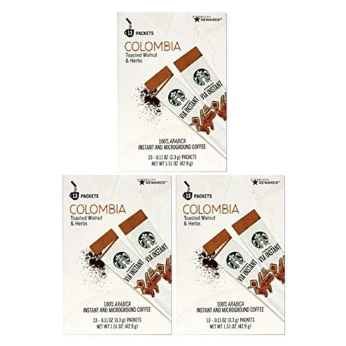 13 Pack 3 Starbucks VIA Instant Coffee, Colombia, CT