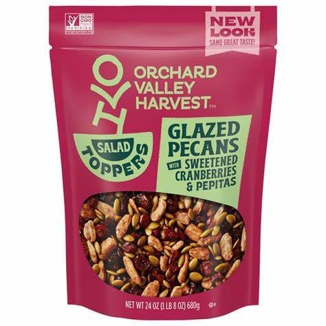 Generic 24 oz (Pack 2) OVH Salad Toppers Glazed Pecans, Resealable Bag - Sweetened Cranberries & Pepitas - Perfect
