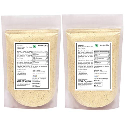 Jioo Organics Pack 2, 250 Black Chickpea Flour or Kala Chane ka Atta, of Grams Each