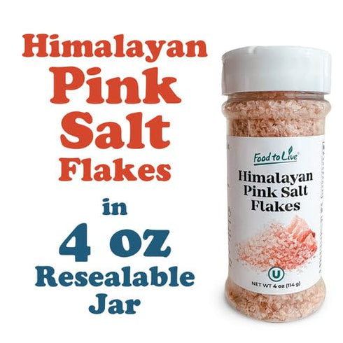 4 oz (Pack 4) Food to Live Himalayan Pink Salt Flakes, Gourmet Flaky Salt Crystals, Pure, No Additives. Perfect to Use