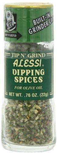 Alessi Herb & Seasoning Grinder, Dipping Spices for Olive Oil, Tip n' Grind (Garlic, 0.76 Ounce, Pack of 6)