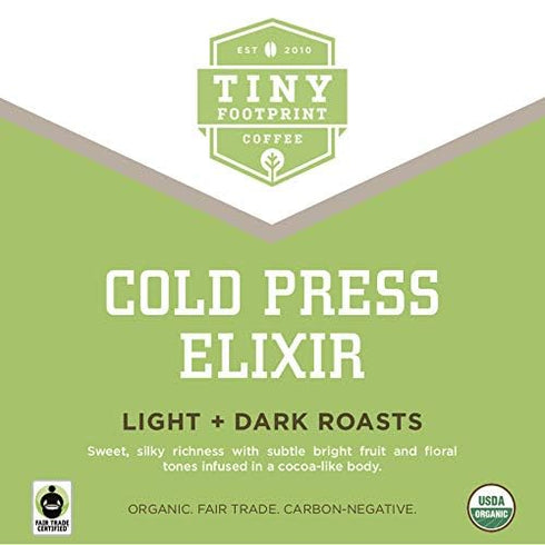 3 Tiny Footprint Coffee - Organic Cold Press Elixir Cold Brew | Blend of Light & Dark Roasts, Whole Bean Coffee | Fair