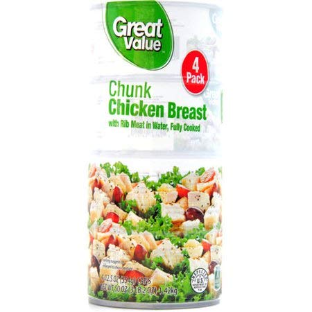 Great Value PACK OF 4 - Fully Cooked Chunk Chicken Breast with Rib Meat