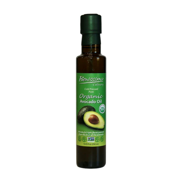 Benissimo 100% Pure Organic Avocado Oil, Cold Pressed, Non-GMO Cooking Oil, Allergen Free - 8.45 Fl Oz