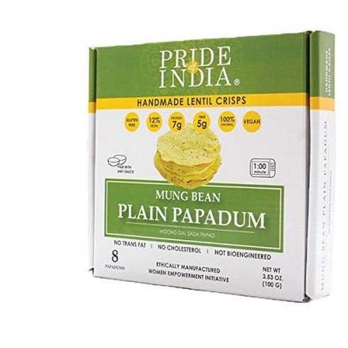 Pride Of India - Mung Bean Plain Papadum Lentil Crisp, Pack of