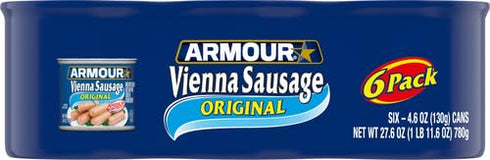 Armour 4.6 oz (Pack 6) Star Vienna Sausage, Original Flavor, Canned Sausage