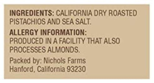 1LB Nichols Farms InShell California Pistachios, Healthy Protein Snack, Roasted with Sea Salt