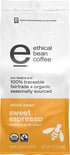 (12 Oz 0.75 Lb (Pack 2) Ethical Bean Fairtrade Organic Coffee, Whole Bean Espresso Coffee Bag), Sweet Espresso Medium