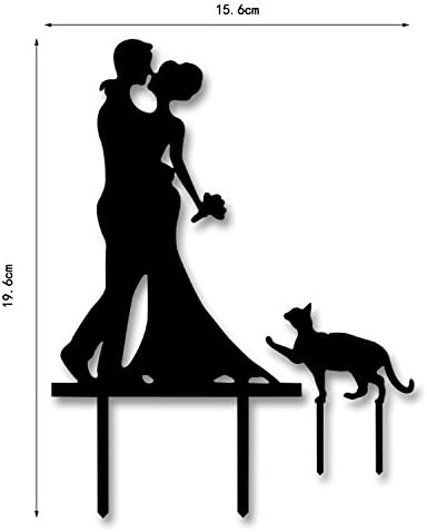 Wedding Anniversary Cake Topper - In The Family, Couple Bride Groom Cats