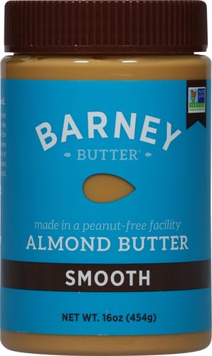 16 (Pack 2) Barney Butter Almond Butter, Smooth, No Stir, Non-GMO, Skin-Free, Paleo Friendly, KETO, Ounce