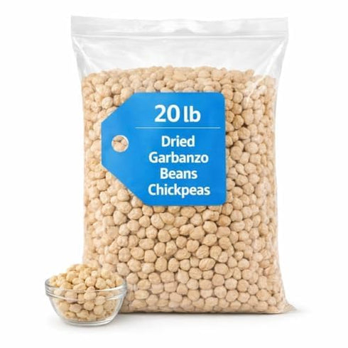 Triplenet Pricing Dried Garbanzo Beans Chickpeas, 20 lb Bulk Bag, Pantry Staple for Cooking
