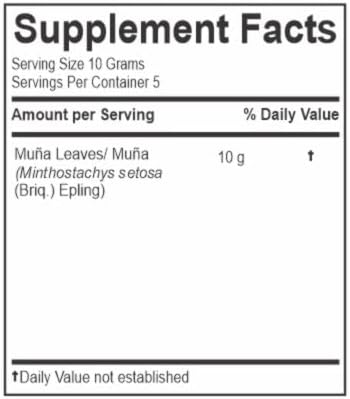 Hanan Peruvian Secrets Mint Leaves (Te de MUÑA) | 100% Minthostachys setosa | 1.76 oz / 50 g - Supports Healthy