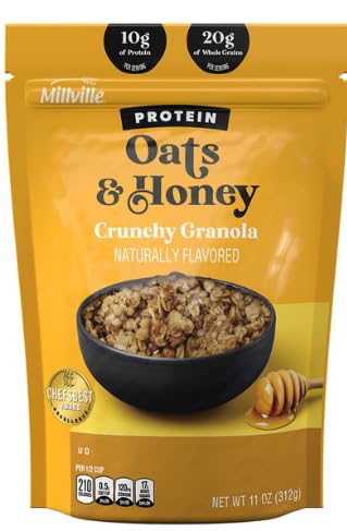 MILLVILLE Protein Oats & Honey Crunchy Granola 11 oz 10 grams of Protein