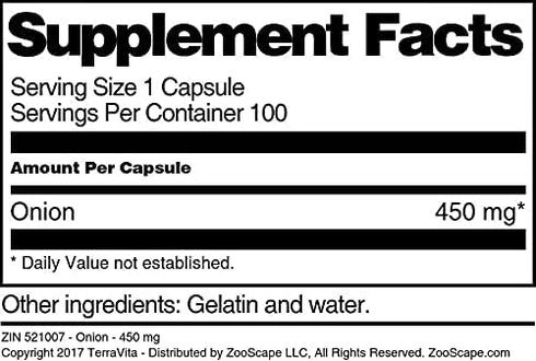 Terravita 450 (100 521007) Onion - mg Capsules, ZIN: