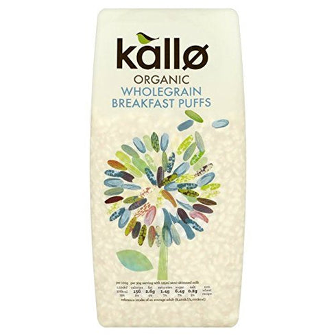 Kallo Gluten Free Organic Wholegrain Breakfast Puffs 225g - Pack of 6