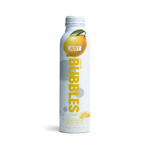 100% 16 Oz (Pack 12) JUST Bubbles Lemon - Pure Premium Sparkling Spring Water in a Fully Recyclable Reusable