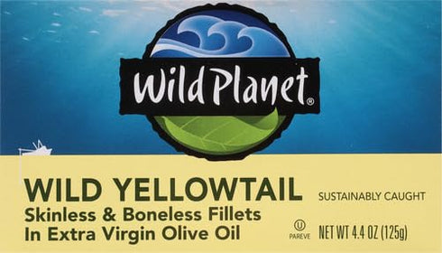 Wild Planet Wild Yellowtail Fillets in Organic Extra Virgin Olive Oil, Skinless & Boneless, 4.4 Ounce