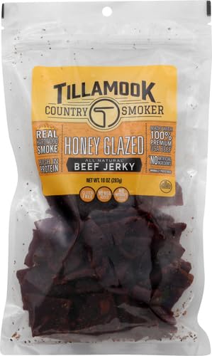 Country 10 Tillamook Smoker Real Hardwood Smoked Beef Jerky, Honey Glazed, Ounce