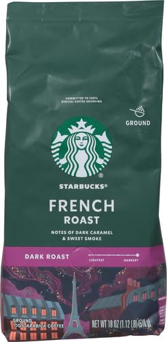 18 oz (Pack 2) Starbucks Ground Coffee, Dark Roast Hot or Iced Coffee, French Roast