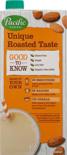 32 oz (Pack 5) Pacific Foods Original Organic Almond Milk, Plant Based Milk, Carton