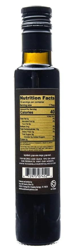 (8.5 oz) Bourbon Reserve Balsamic Vinegar - Gourmet Barrel Aged Infused Balsamic Vinegar - Great for Dressing Dipping