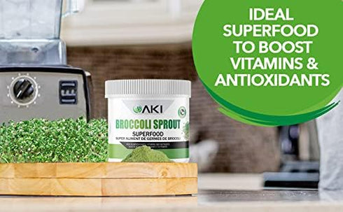 (5.29oz/150g) AKI Broccoli Sprout Powder - Ideal in Vitamins & Sulforaphane - Superfood for Green Veggie Smoothie