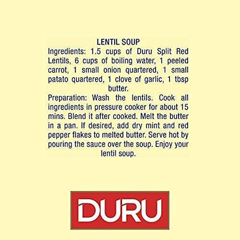 88.2oz (2500 100% Duru Split Red Lentils g), Natural and Certificated, High Fiber and Protein, Non-GMO, Great